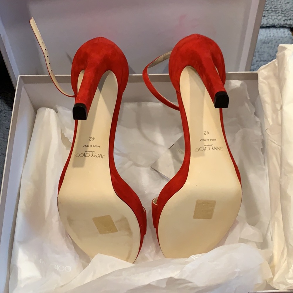 Jimmy Choo “Misty 120” Red Suede Stiletto - Picture 5 of 7